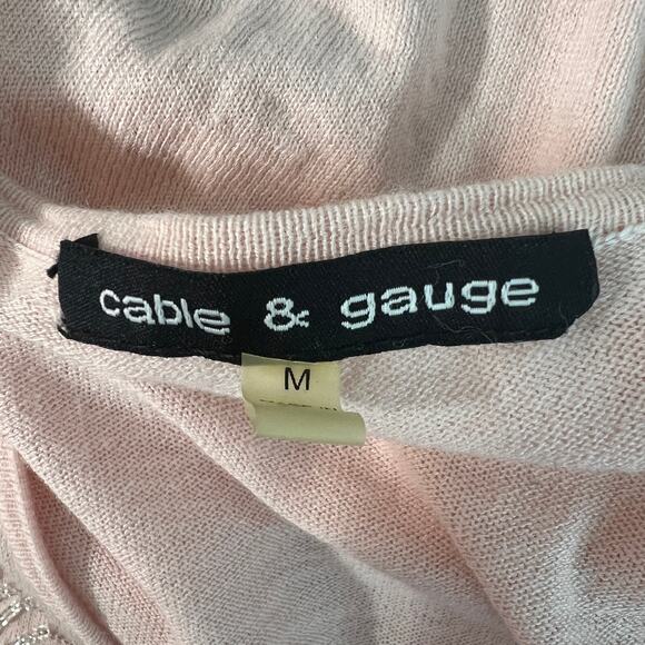 Cable & Gauge Soft Pink Beaded Womens Cardigan Sweater Medium Workwear Soft Girl - Picture 2 of 13